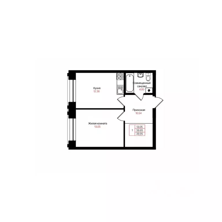 1-к кв. Татарстан, Казань Лето жилой комплекс (39.95 м) - Фото 2