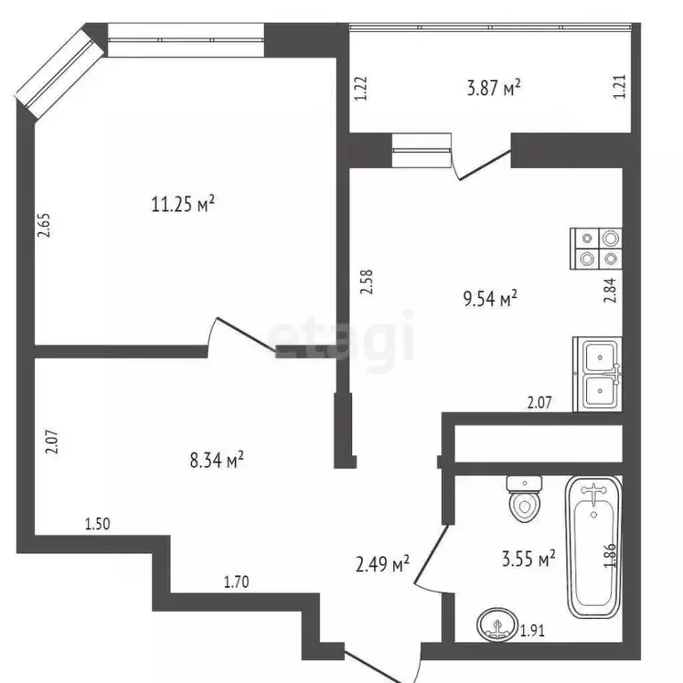 1-к кв. москва 6-я радиальная ул, 7/6к2 (38.0 м) - Фото 1