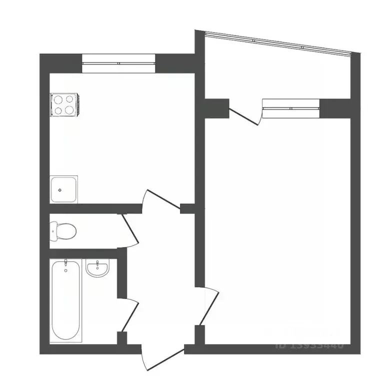 1-к кв. Тюменская область, Тюмень Мельничная ул., 24а (33.3 м) - Фото 2