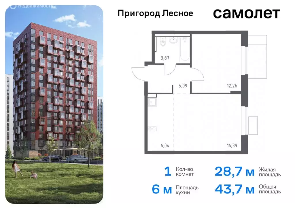 1-комнатная квартира: посёлок городского типа Мисайлово, микрорайон ... - Фото 0