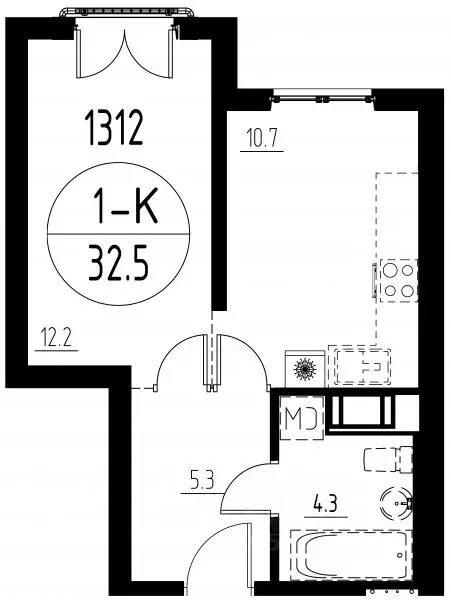 1-к кв. Карелия, Петрозаводск наб. Варкауса, 13 (32.5 м) - Фото 0