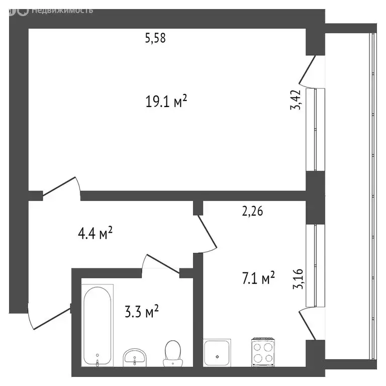 1-комнатная квартира: Севастополь, Лоцманская улица, 9 (34.1 м) - Фото 1