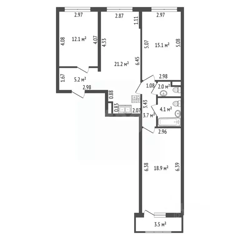 3-к кв. Санкт-Петербург Планерная ул., 87к1 (82.3 м) - Фото 2