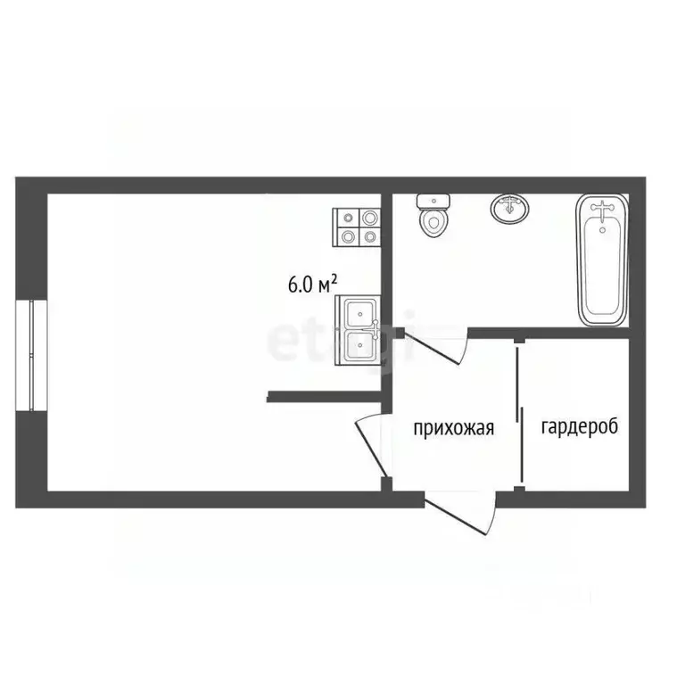 Студия Забайкальский край, Чита ул. Чкалова, 73 (40.4 м) - Фото 2