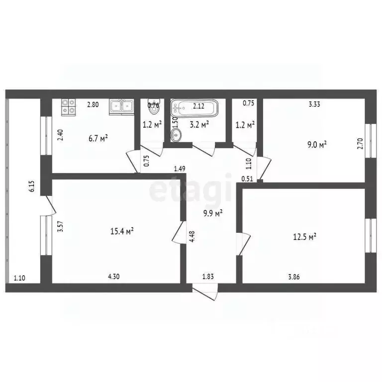 3-к кв. Кемеровская область, Березовский ул. Мира, 50 (59.1 м) - Фото 2