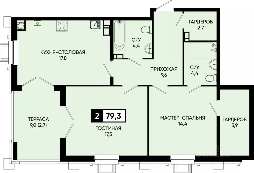 1-к кв. Ставропольский край, Кисловодск городской округ, пос. ... - Фото 0