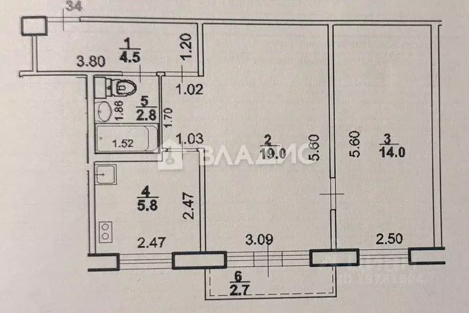 2-к кв. Башкортостан, Уфа ул. Блюхера, 10 (46.1 м) - Фото 2