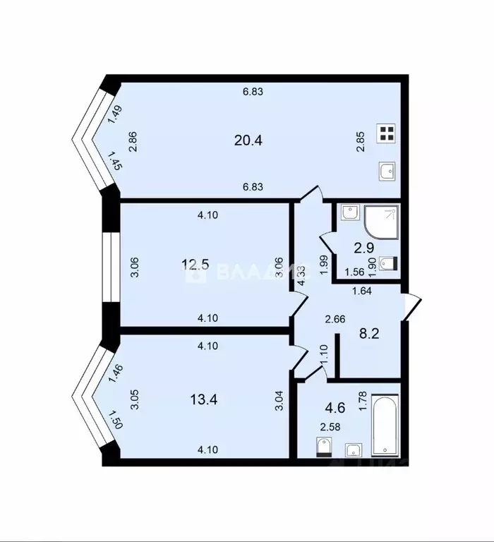 2-к кв. Санкт-Петербург Волковский просп., 6 (62.0 м) - Фото 2