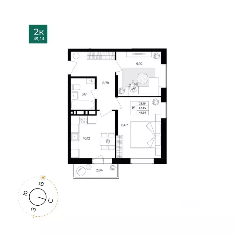 2-к кв. Ярославская область, Ярославль Северный жилрайон, 15-й мкр, 1 ... - Фото 0