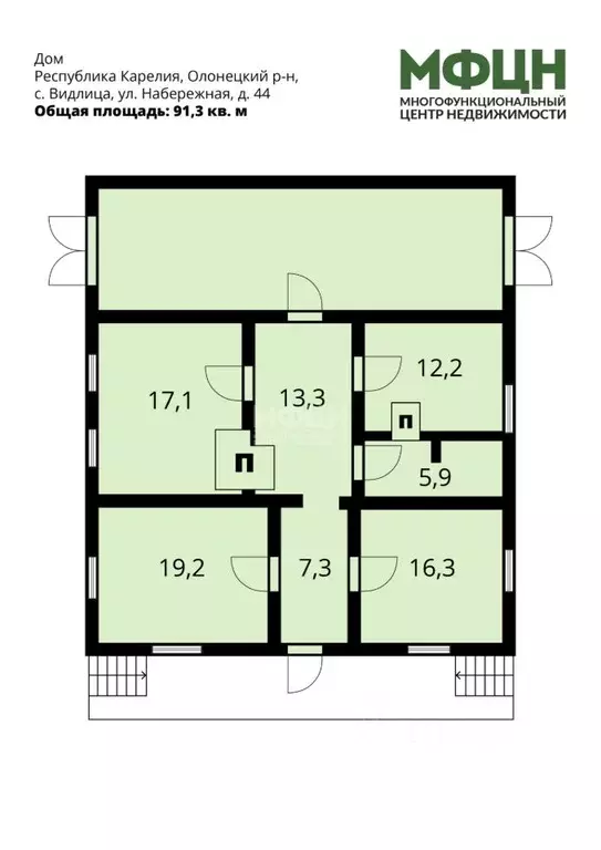 Дом в Карелия, Олонецкий район, с. Видлица Набережная ул., 44 (91 м) - Фото 2