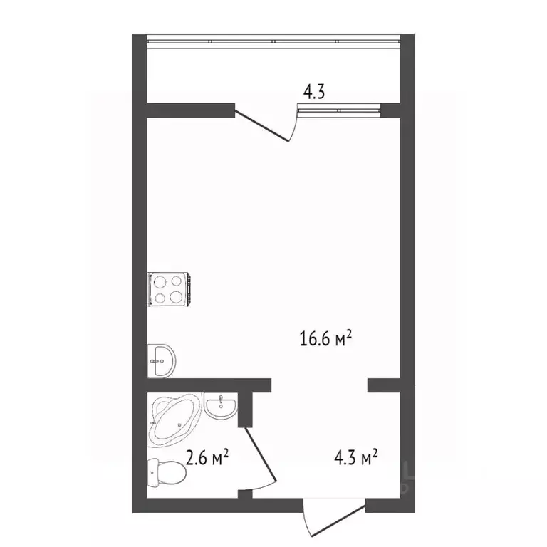 Студия Амурская область, Благовещенский район, с. Чигири ул. Красная, ... - Фото 1