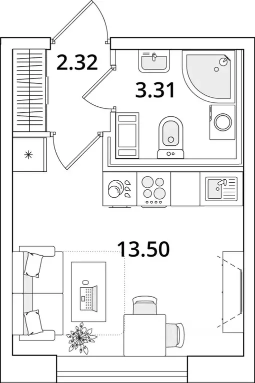 Студия Санкт-Петербург Кубинская ул., 82к3с1 (19.5 м) - Фото 0