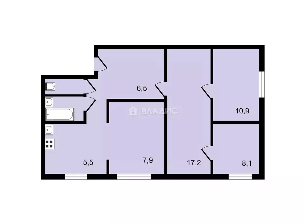 4-к кв. Вологодская область, Вологда ул. Ветошкина, 113А (58.9 м) - Фото 1