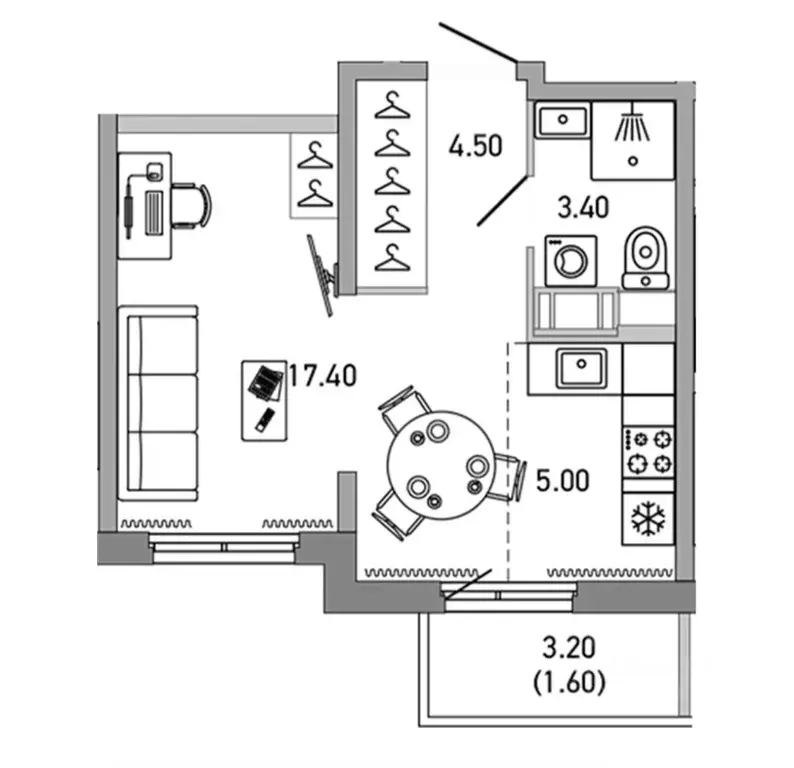 Студия Ленинградская область, Сертолово Всеволожский район,  (31.9 м) - Фото 1