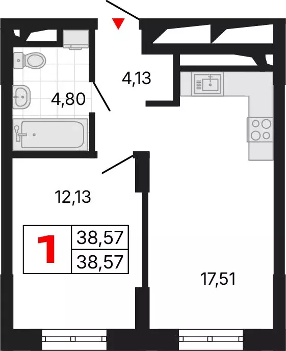1-комнатная квартира: Екатеринбург, жилой район Втузгородок (38.54 м) - Фото 1