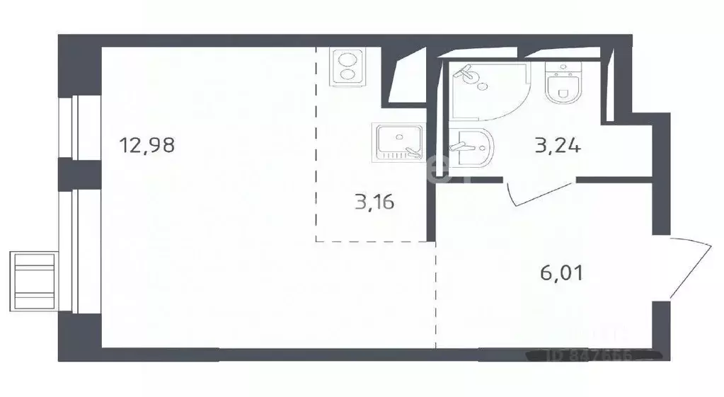 Студия Москва ул. Аэростатная, 6к4 (25.4 м) - Фото 1