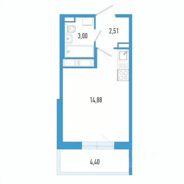 Студия Санкт-Петербург пос. Шушары,  (21.71 м) - Фото 0