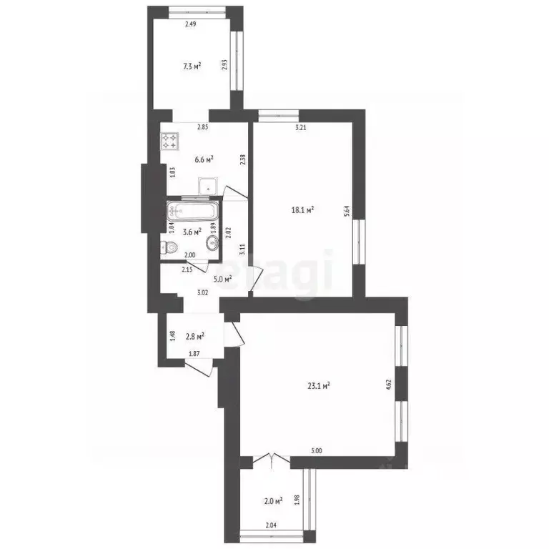 2-к кв. Калининградская область, Калининград ул. Тельмана, 12 (69.5 м) - Фото 2