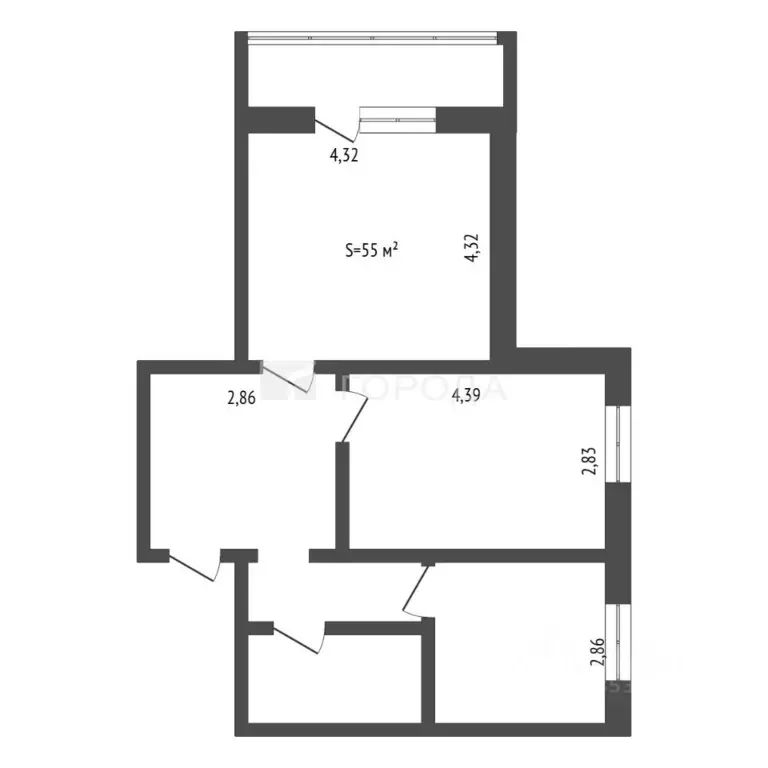 2-к кв. Алтайский край, Барнаул Лазурная ул., 52 (55.0 м) - Фото 2