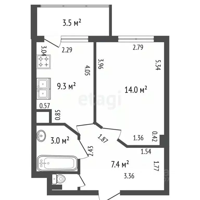 1-к кв. Санкт-Петербург Коломяжский просп., 15к1 (34.6 м) - Фото 2