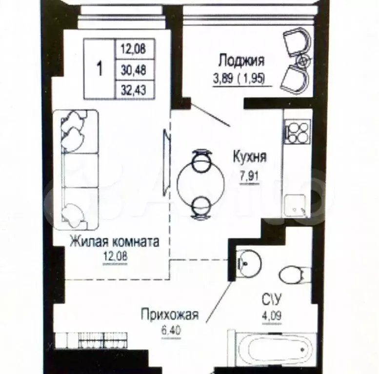 1-к. квартира, 33 м, 11/26 эт. - Фото 0