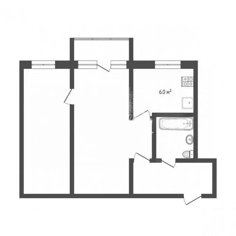 2-комнатная квартира: Тюмень, Севастопольская улица, 17 (47 м) - Фото 1