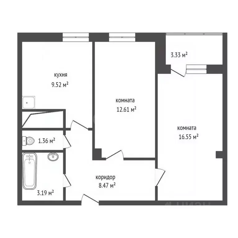 2-к кв. Красноярский край, Красноярск Соколовская ул., 74 (51.1 м) - Фото 2