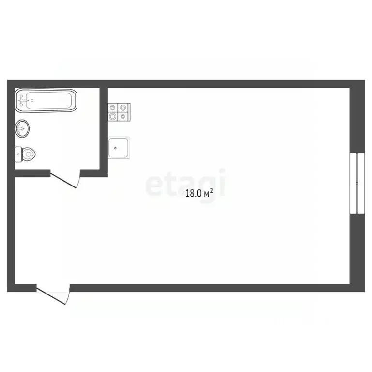 Студия Тюменская область, Тюмень Холодильная ул., 40/3 (18.0 м) - Фото 2