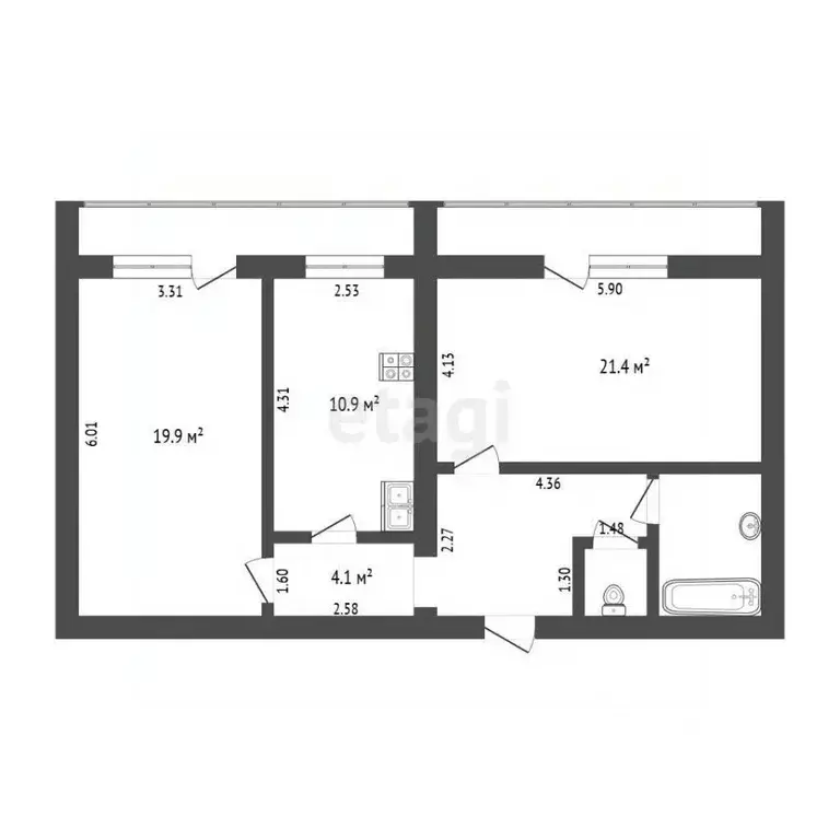 2-к кв. Тюменская область, Тюмень ул. Самарцева, 29 (75.0 м) - Фото 2