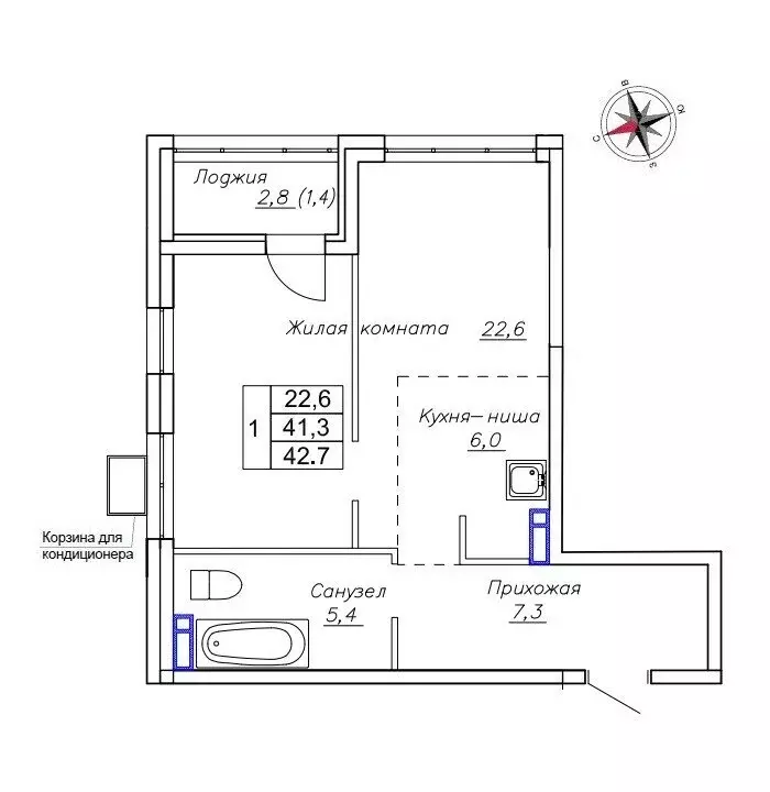 Квартира-студия: Новый, улица Ленина, 6с2 (42.7 м) - Фото 0