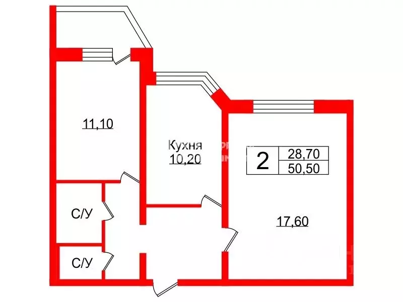 2-к кв. Ленинградская область, Гатчина ул. Авиатриссы Зверевой, 15А ... - Фото 1