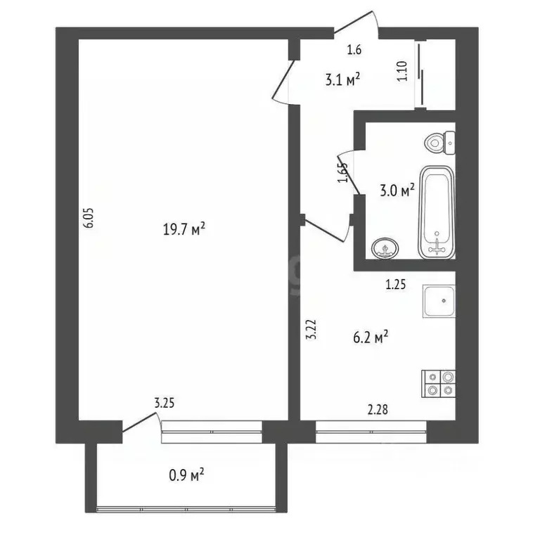 1-к кв. Самарская область, Самара Чернореченская ул., 31 (30.7 м) - Фото 1