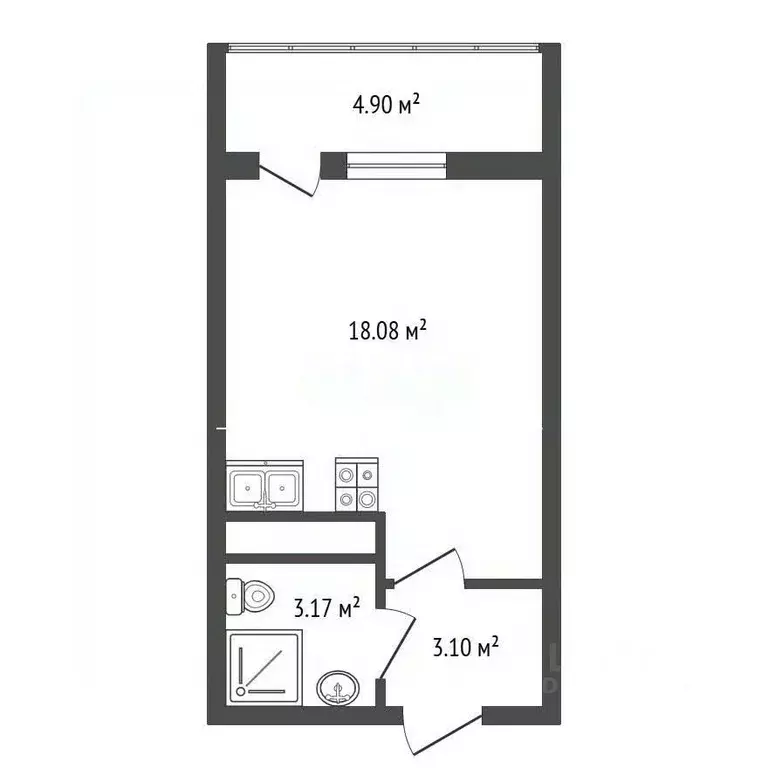 Студия Санкт-Петербург 1-й Предпортовый проезд, 1 (26.8 м) - Фото 2