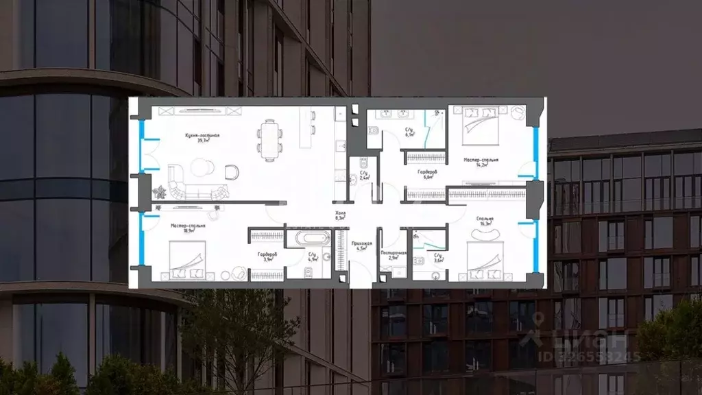 4-к кв. Москва ул. Братьев Фонченко, 1к7 (135.0 м) - Фото 2