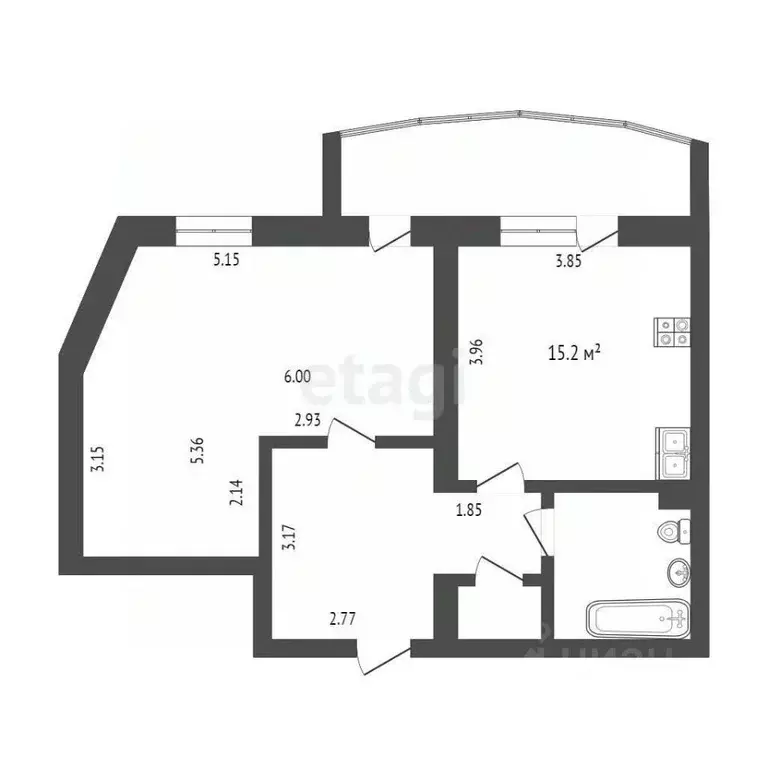 1-к кв. Тюменская область, Тюмень Олимпийская ул., 6А (58.0 м) - Фото 2
