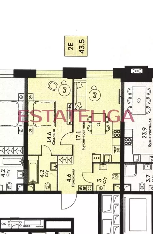 1-к кв. Москва ул. Архитектора Власова, 71к1 (43.5 м) - Фото 2