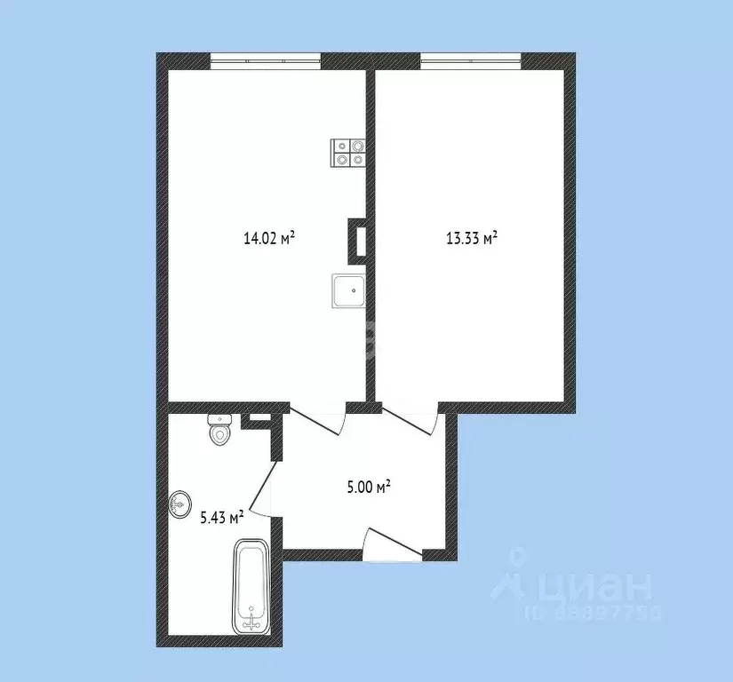 1-к кв. Карачаево-Черкесия, Черкесск ул. Космонавтов, 45 (37.78 м) - Фото 1
