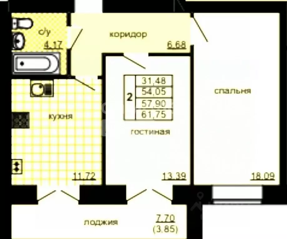 2-к кв. Марий Эл, Волжск ул. Кабанова (61.75 м) - Фото 1