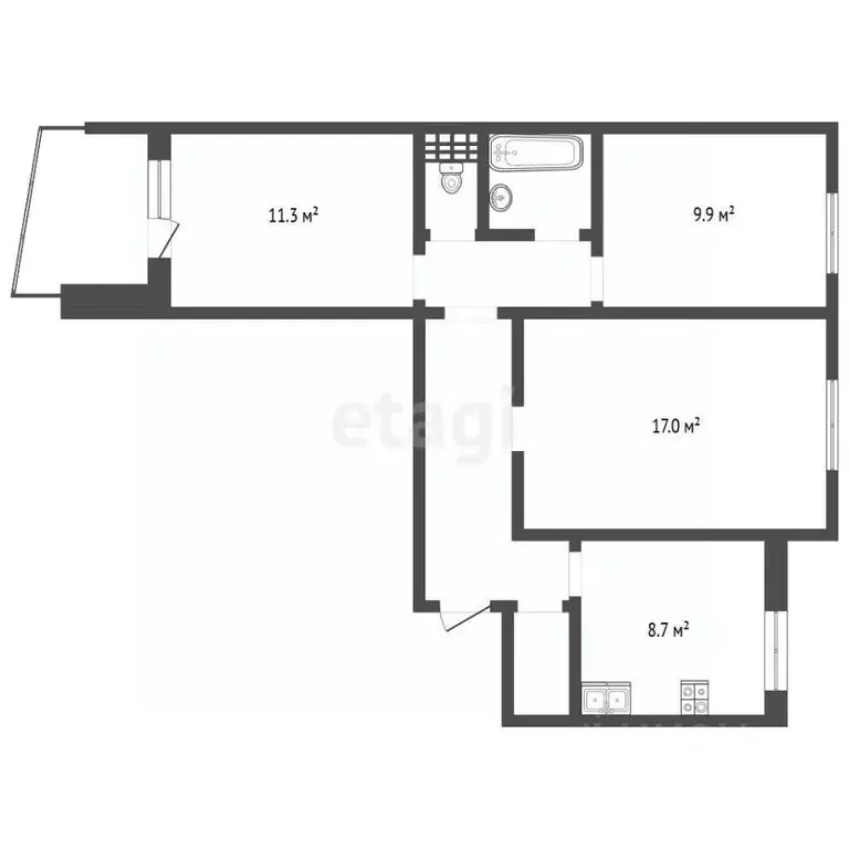 3-к кв. Воронежская область, Воронеж наб. Авиастроителей, 18 (64.0 м) - Фото 2