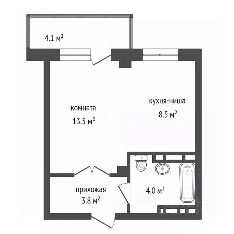 Студия Красноярский край, Красноярск Свердловская ул., 6К (29.8 м) - Фото 2