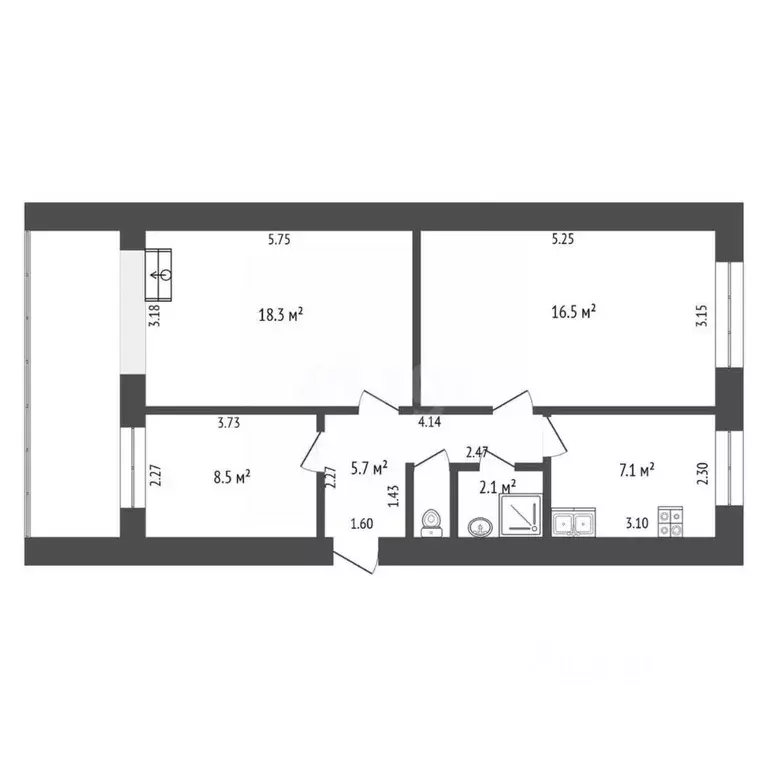 3-к кв. Московская область, Орехово-Зуево Центральный бул., 7 (59.0 м) - Фото 2