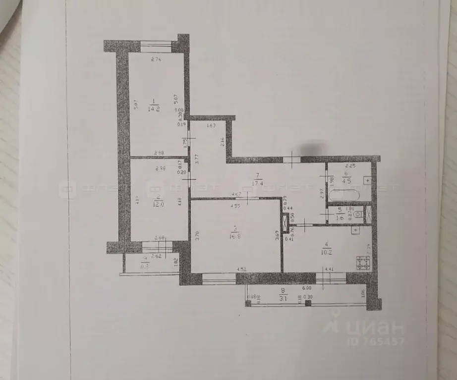 3-к кв. Татарстан, Казань ул. Новоселья, 4 (76.7 м) - Фото 2