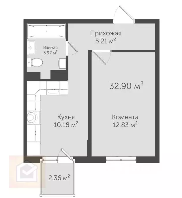 1-к кв. Крым, Евпатория ул. 60 лет ВЛКСМ, 31/4 (32.9 м) - Фото 1