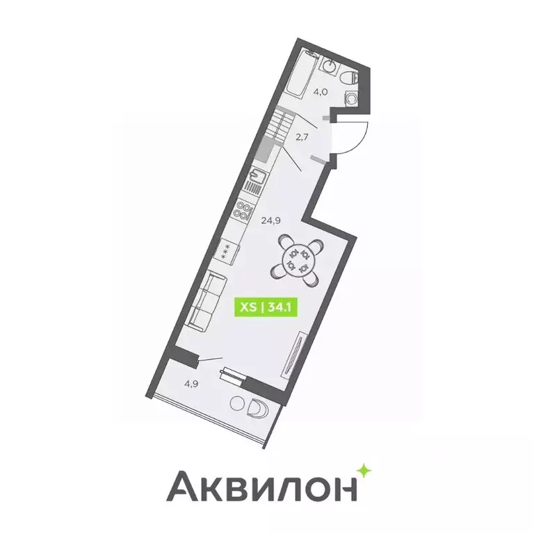 Студия Санкт-Петербург ул. Чирикова, 5 (34.1 м) - Фото 0