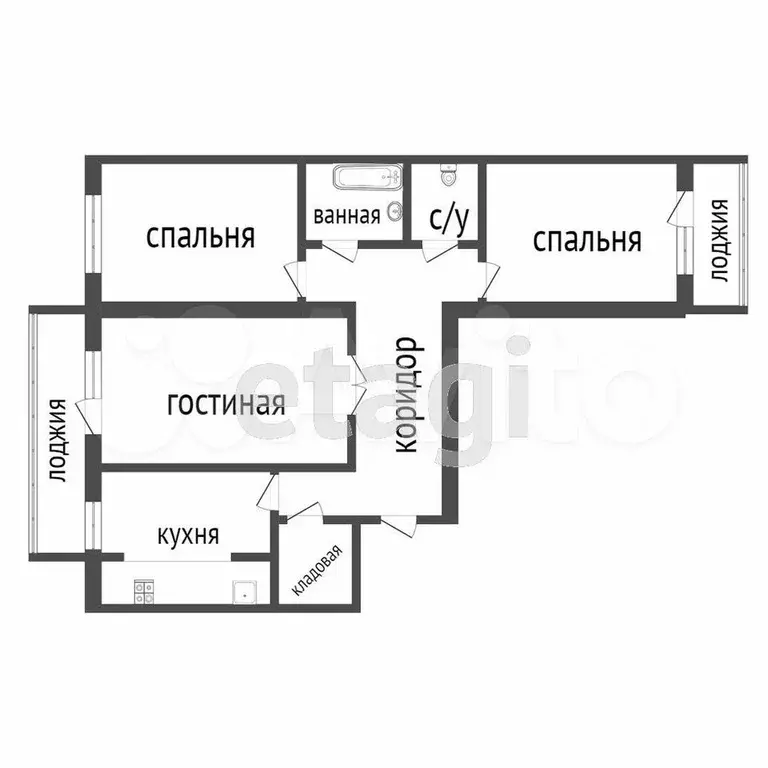3-к. квартира, 64,3 м, 1/9 эт. - Фото 0