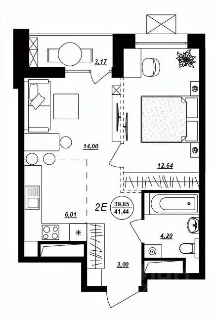 2-к кв. Хабаровский край, Хабаровск ул. Демьяна Бедного (41.44 м) - Фото 1
