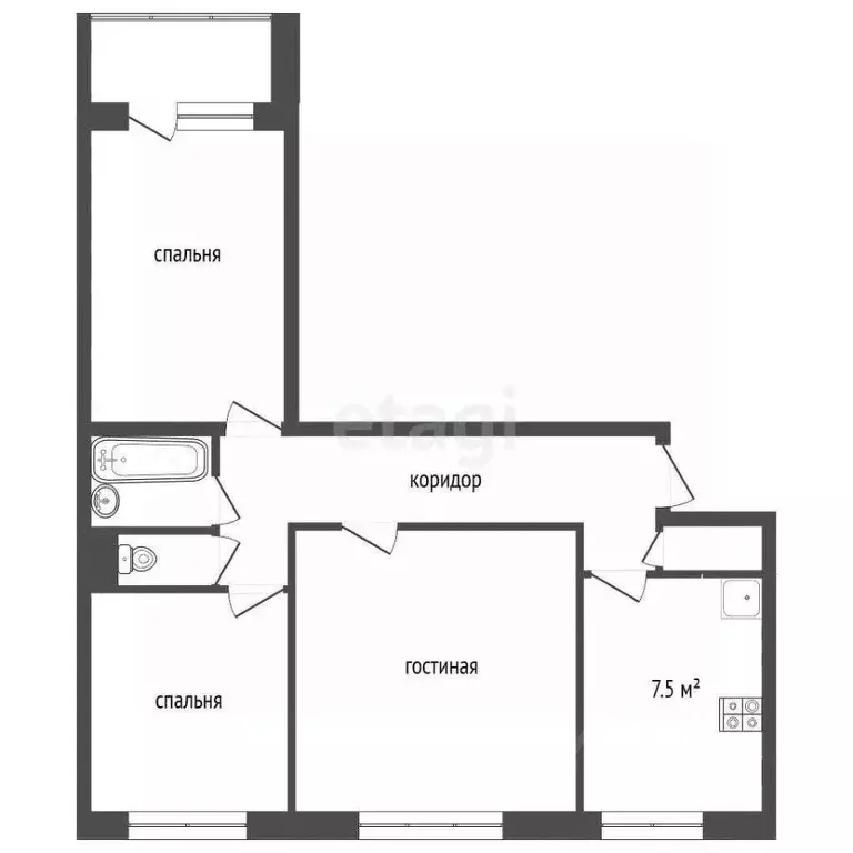 3-к кв. Ярославская область, Рыбинск Юбилейная ул., 8 (62.3 м) - Фото 2