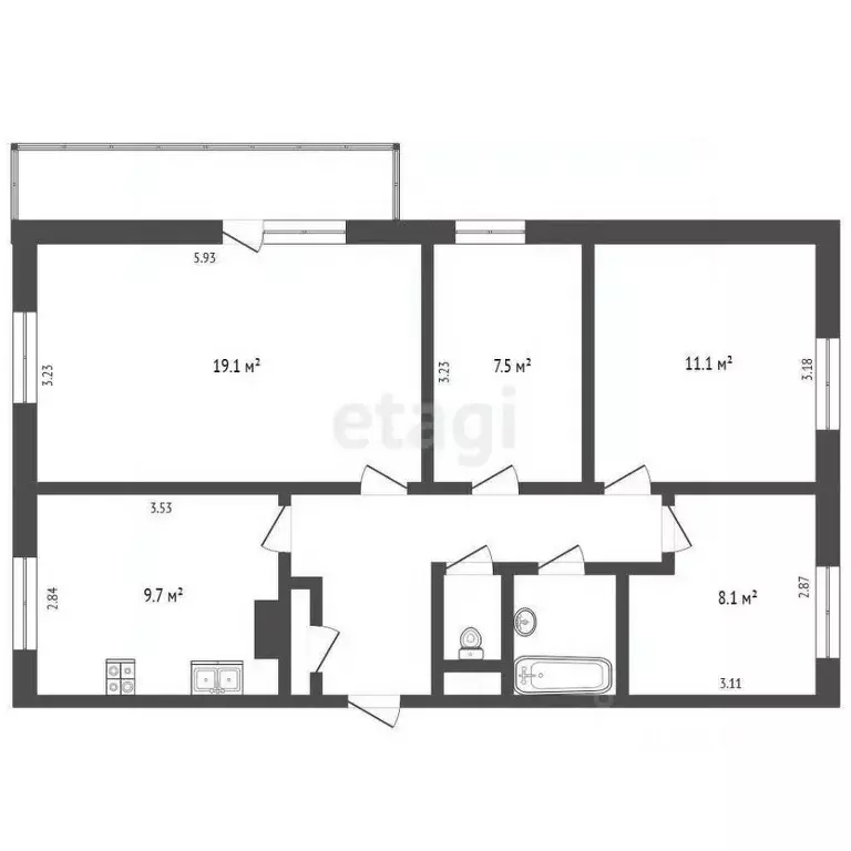 4-к кв. Томская область, Томск просп. Мира, 31 (69.6 м) - Фото 2