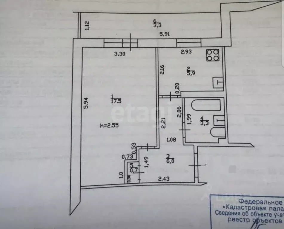 1-к кв. Татарстан, Казань ул. Мусина, 71 (33.4 м) - Фото 2
