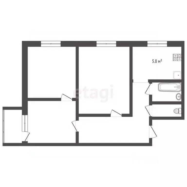 3-к кв. Пермский край, Чернушка Юбилейная ул., 3А (51.4 м) - Фото 1